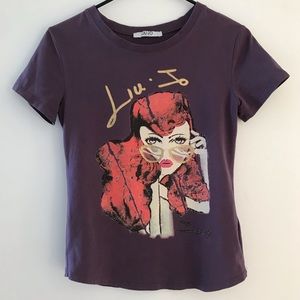 Liu JO purple stretch cotton Tee sz S